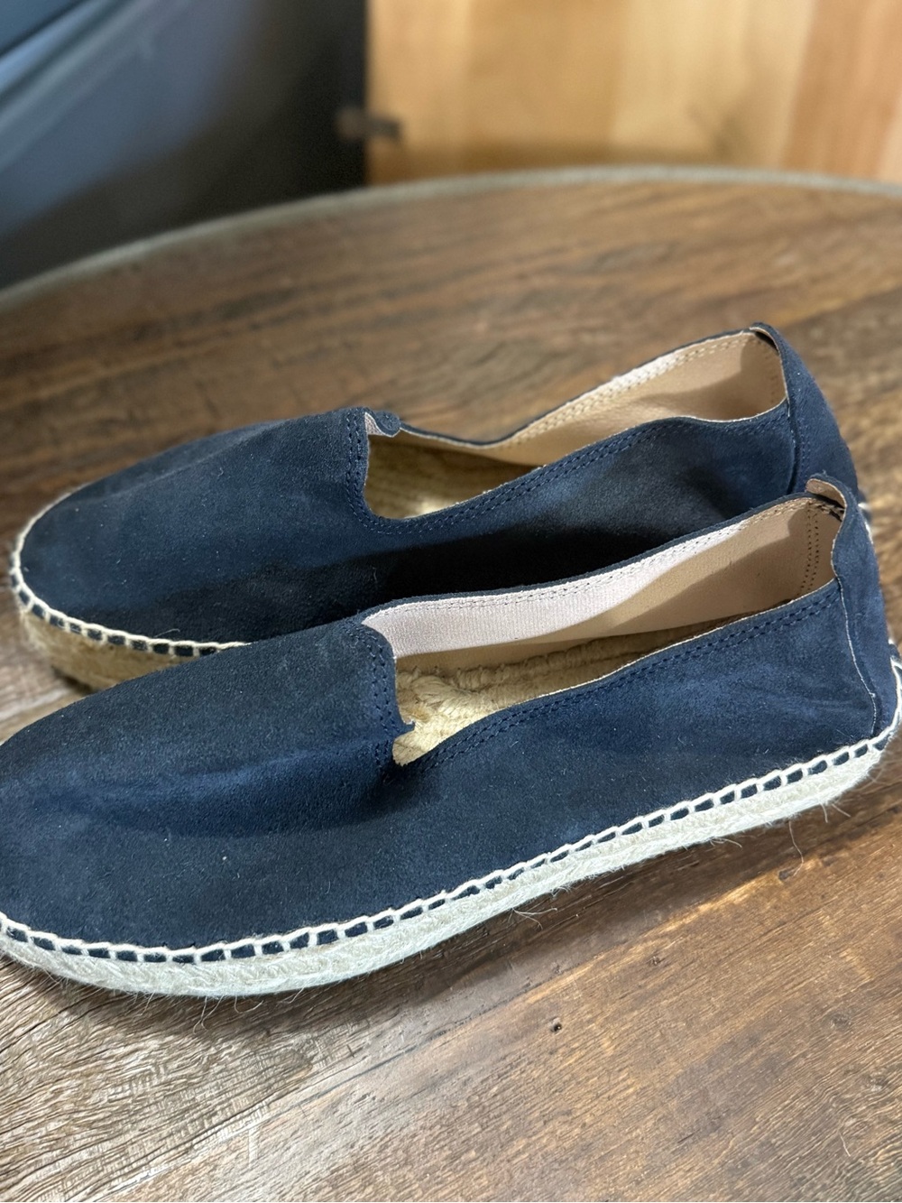 Classic Navy Suede Espadrille Slip-Ons
